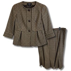 Talbots Brown Plaid Wool Blazer & Skirt Suit Set – 2P and 4P